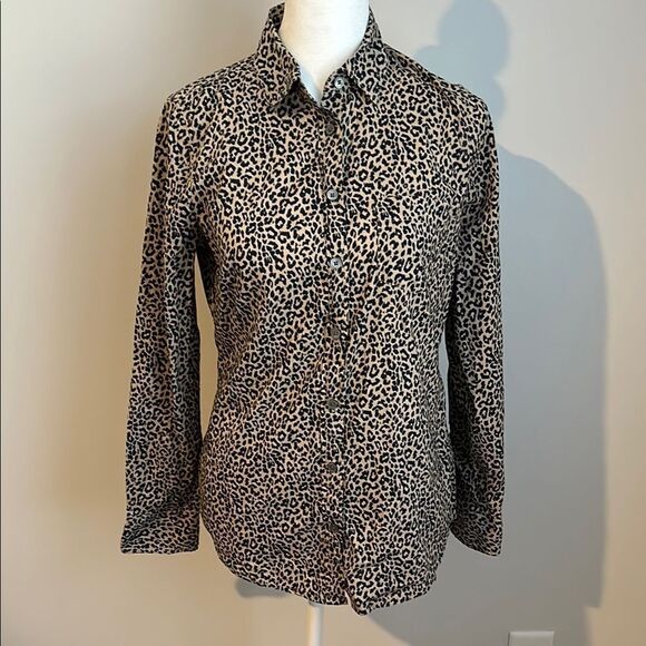 J. Crew Tops - J. Crew Leopard Print Casual Button Down Shirt